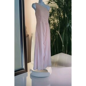 Vnaix Pink Chiffon Formal Gown 10 One Shoulder Front Slit Goddess Princess Prom